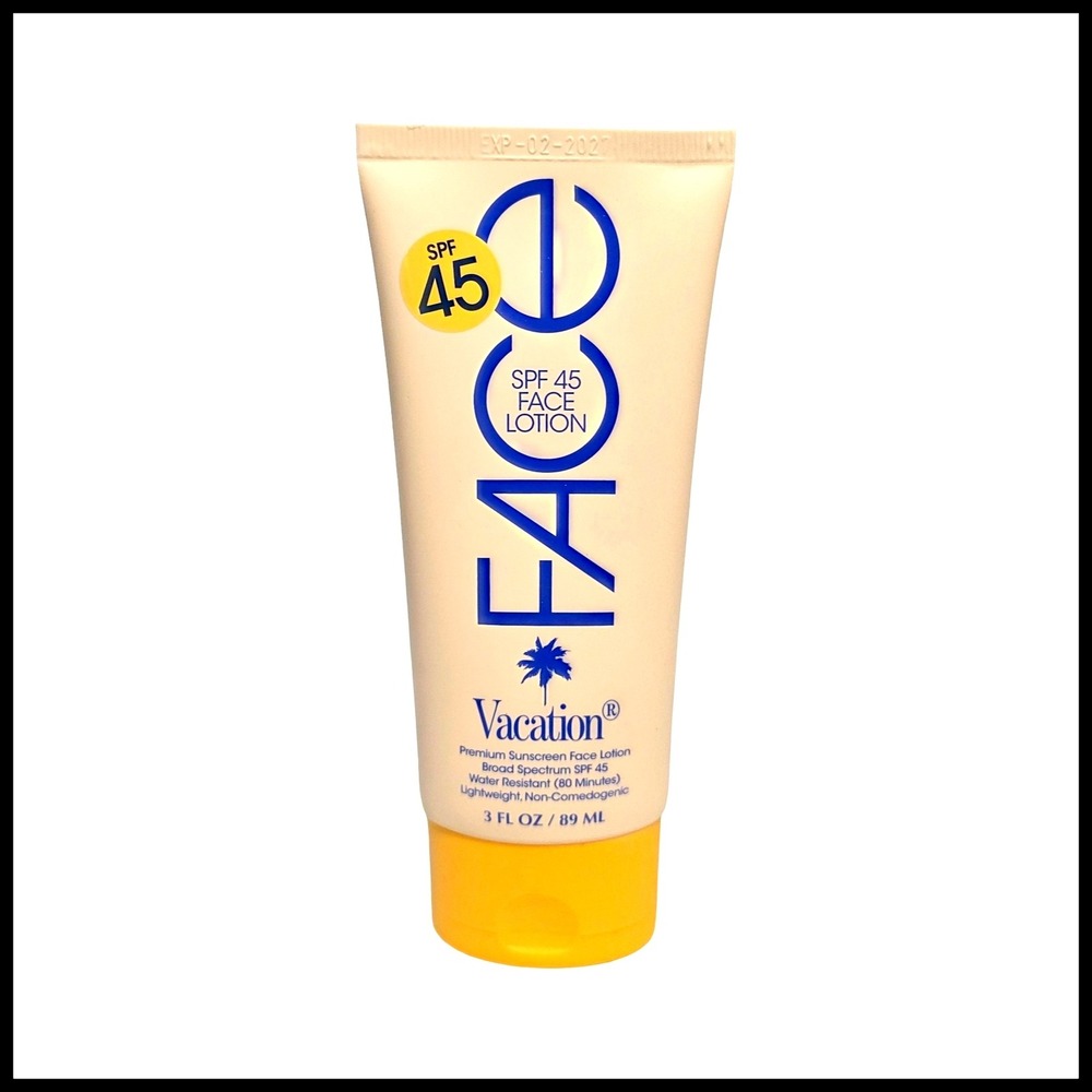 Vacation SPF 45 Face Lotion Premium Sunscreen Broad Spectrum 3oz New Exp 02/2027